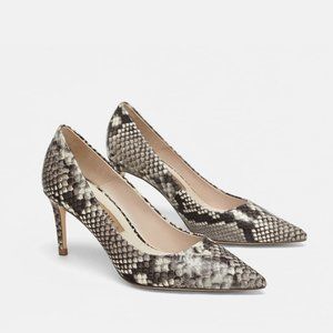 Zara Snakeskin Print Leather Pumps